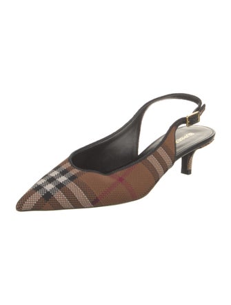 Burberry Nova Check Pattern Canvas Slingback Pumps