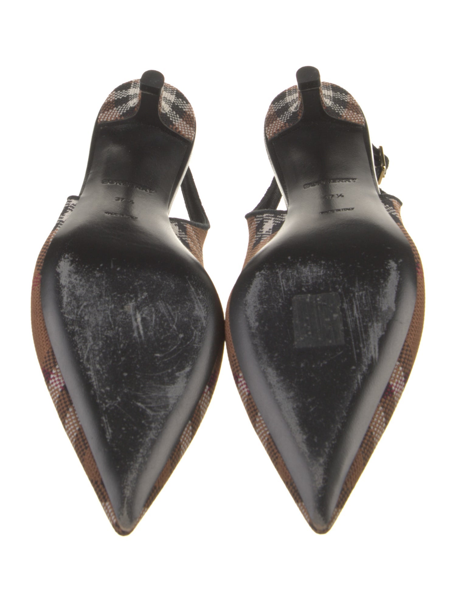 Burberry Nova Check Pattern Canvas Slingback Pumps