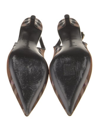 Burberry Nova Check Pattern Canvas Slingback Pumps