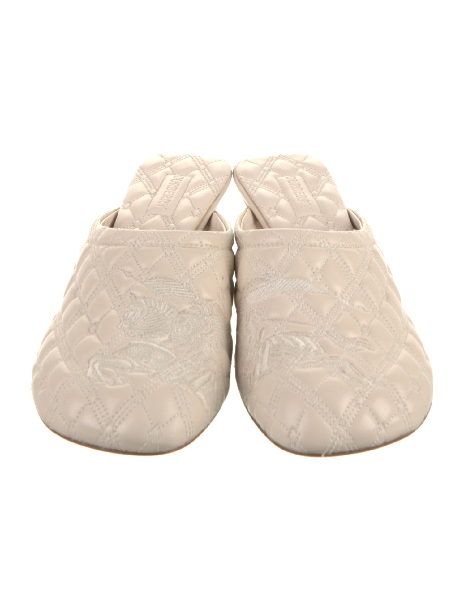 Burberry Leather Embroidered Accent Mules