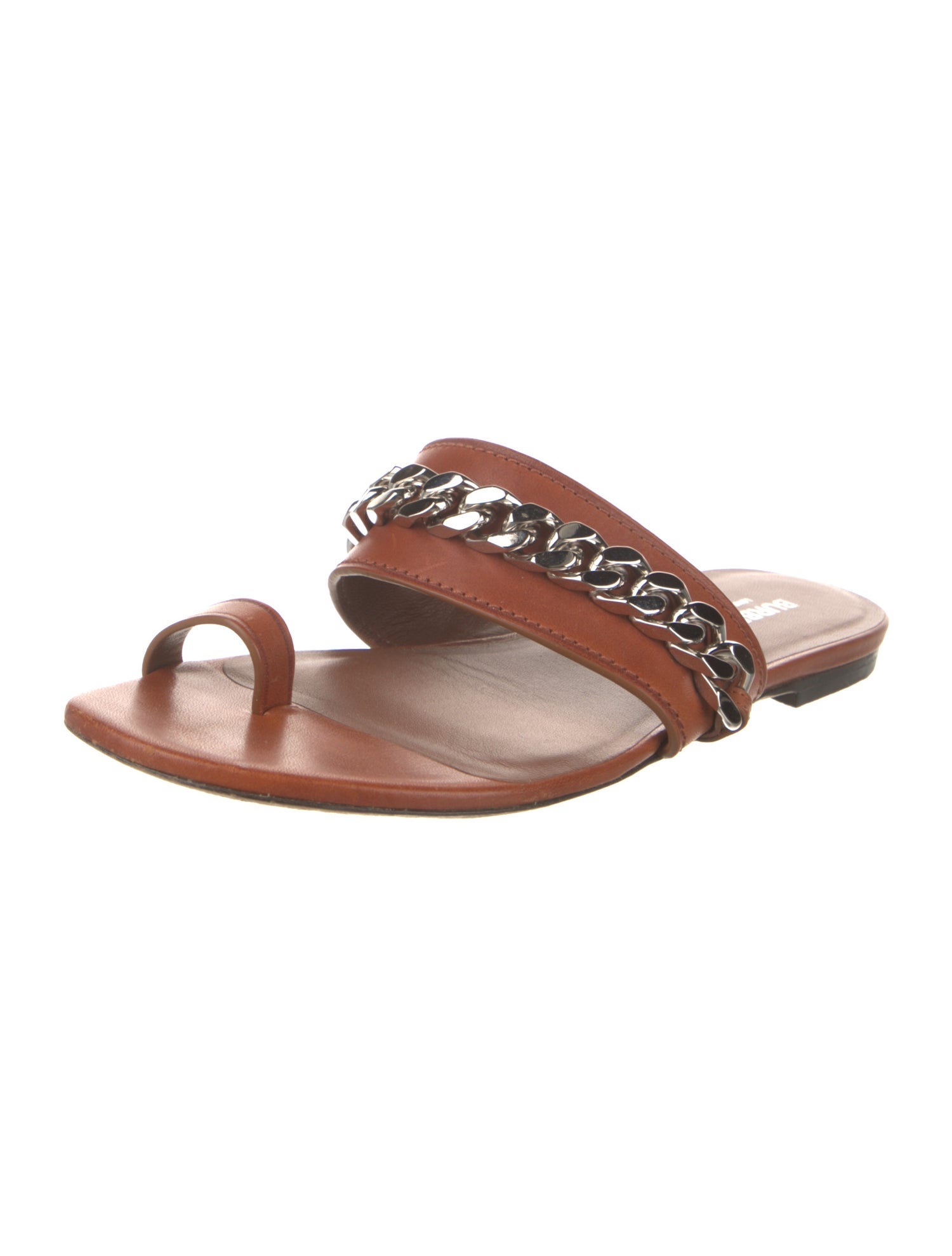 Burberry Chain-Link Accent Leather Slides