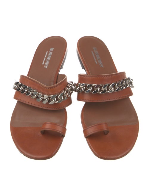 Burberry Chain-Link Accent Leather Slides