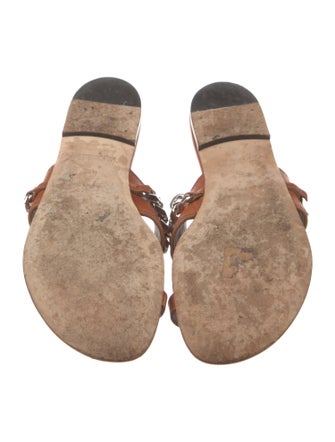 Burberry Chain-Link Accent Leather Slides