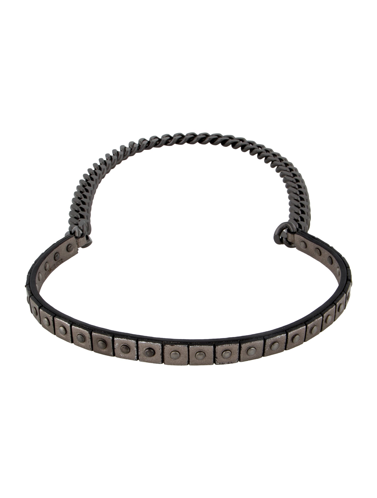 Burberry Leather Metallic Curb Chain Necklace