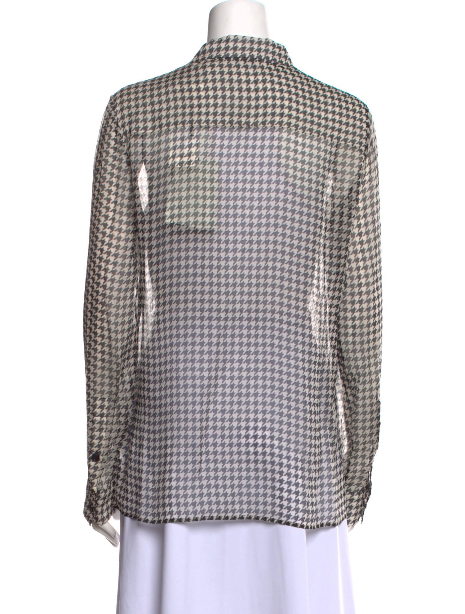 Burberry Silk Plaid Print Button-Up Top