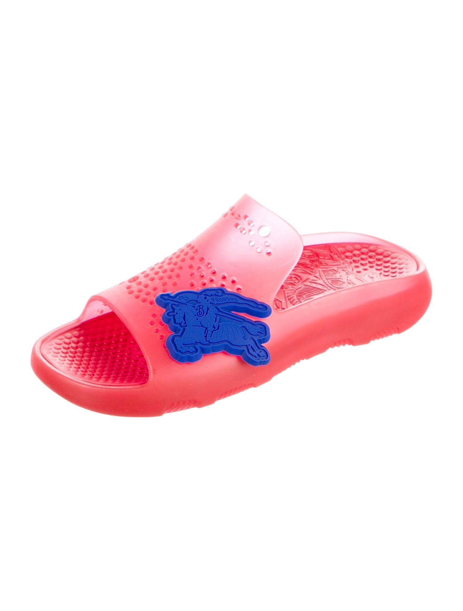 Burberry Rubber Cutout Accent Slides w/ Tags