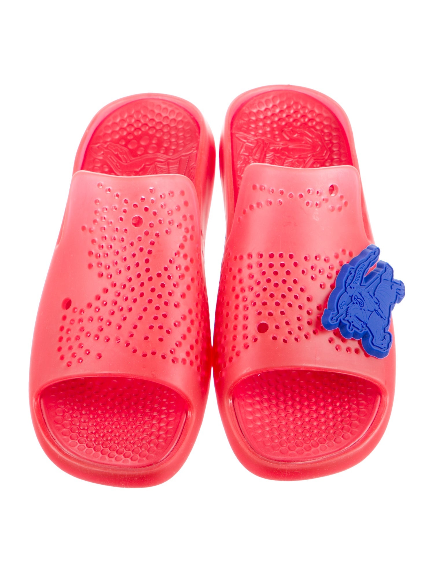 Burberry Rubber Cutout Accent Slides w/ Tags