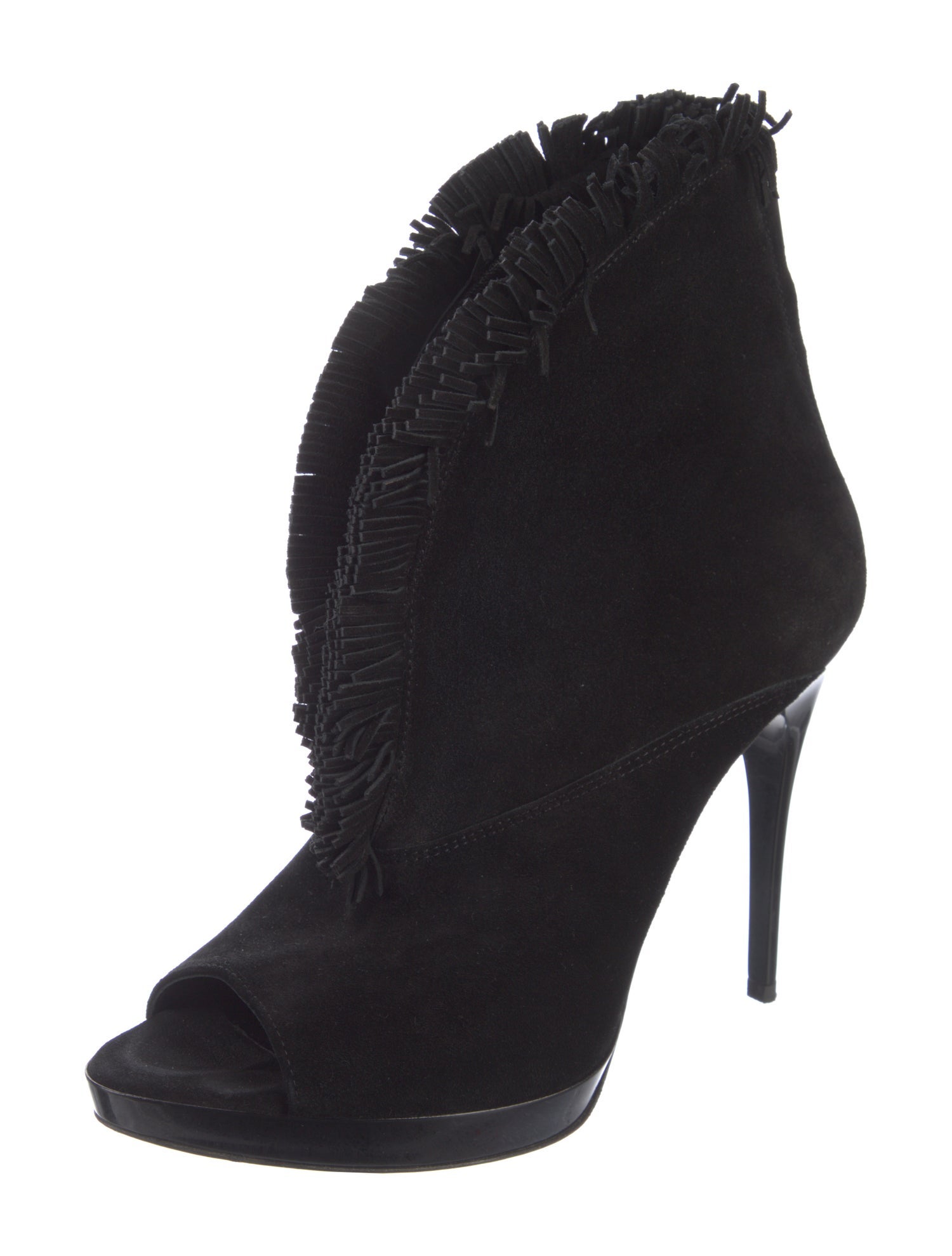 Burberry Suede Fringe Trim Accent Pumps