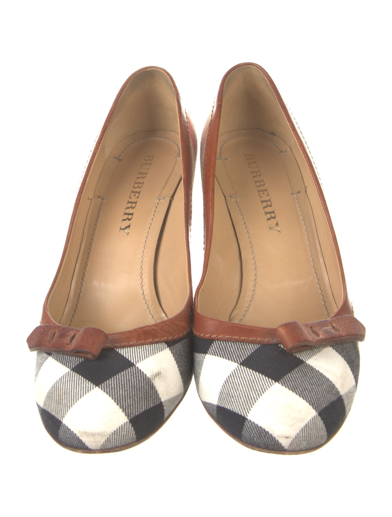 Burberry Canvas Plaid Print Pumps