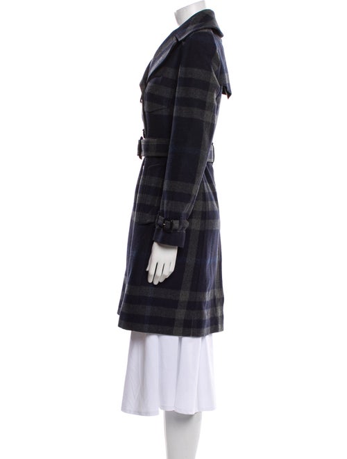 Burberry Virgin Wool Plaid Print Peacoat