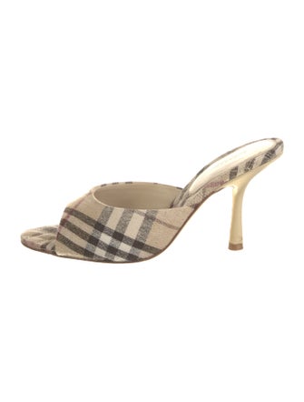 Burberry Plaid Print Slides