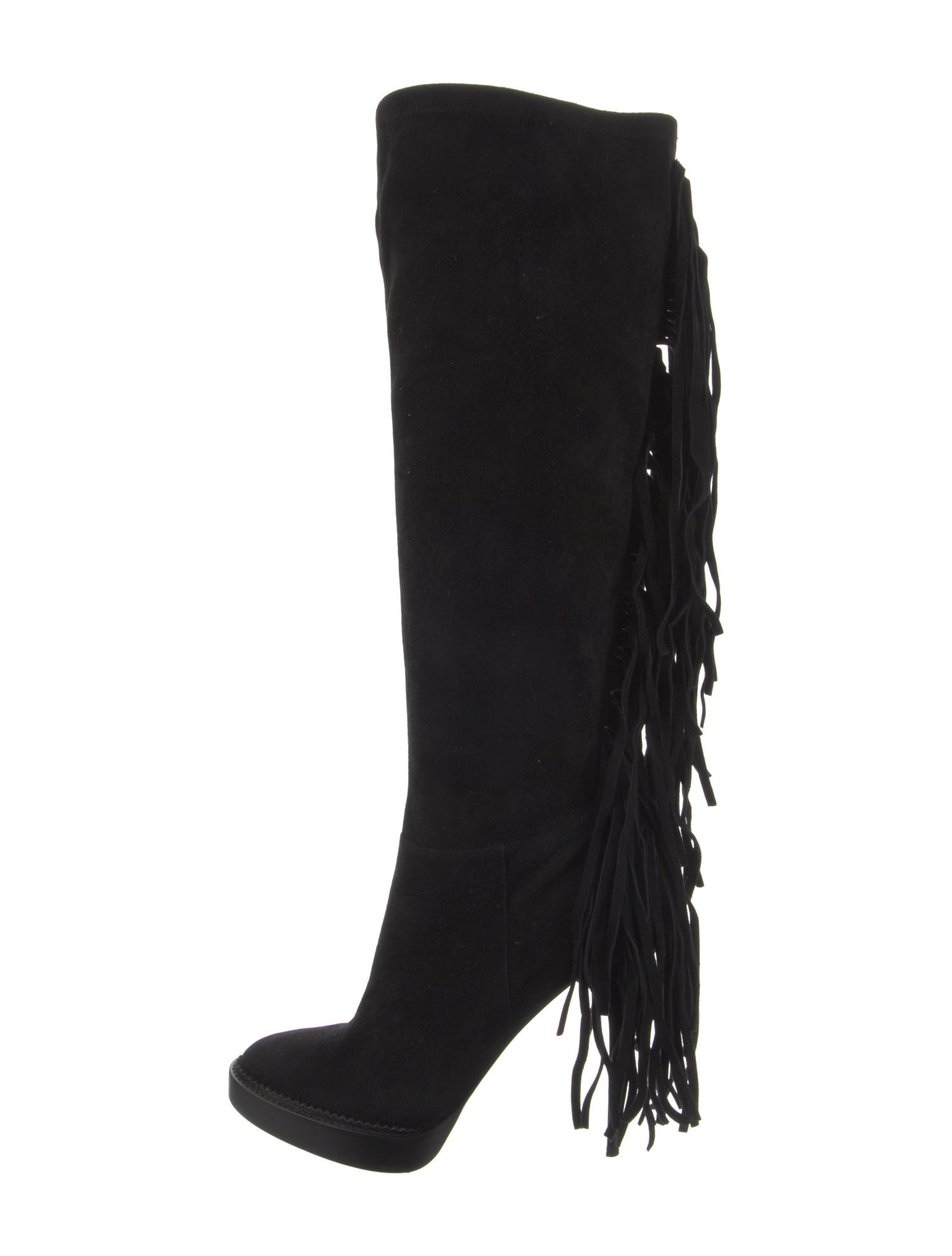 Burberry Suede Fringe Trim Accent Lace-Up Boots