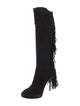 Burberry Suede Fringe Trim Accent Lace-Up Boots