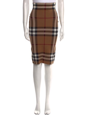 Burberry Plaid Print Knee-Length Skirt