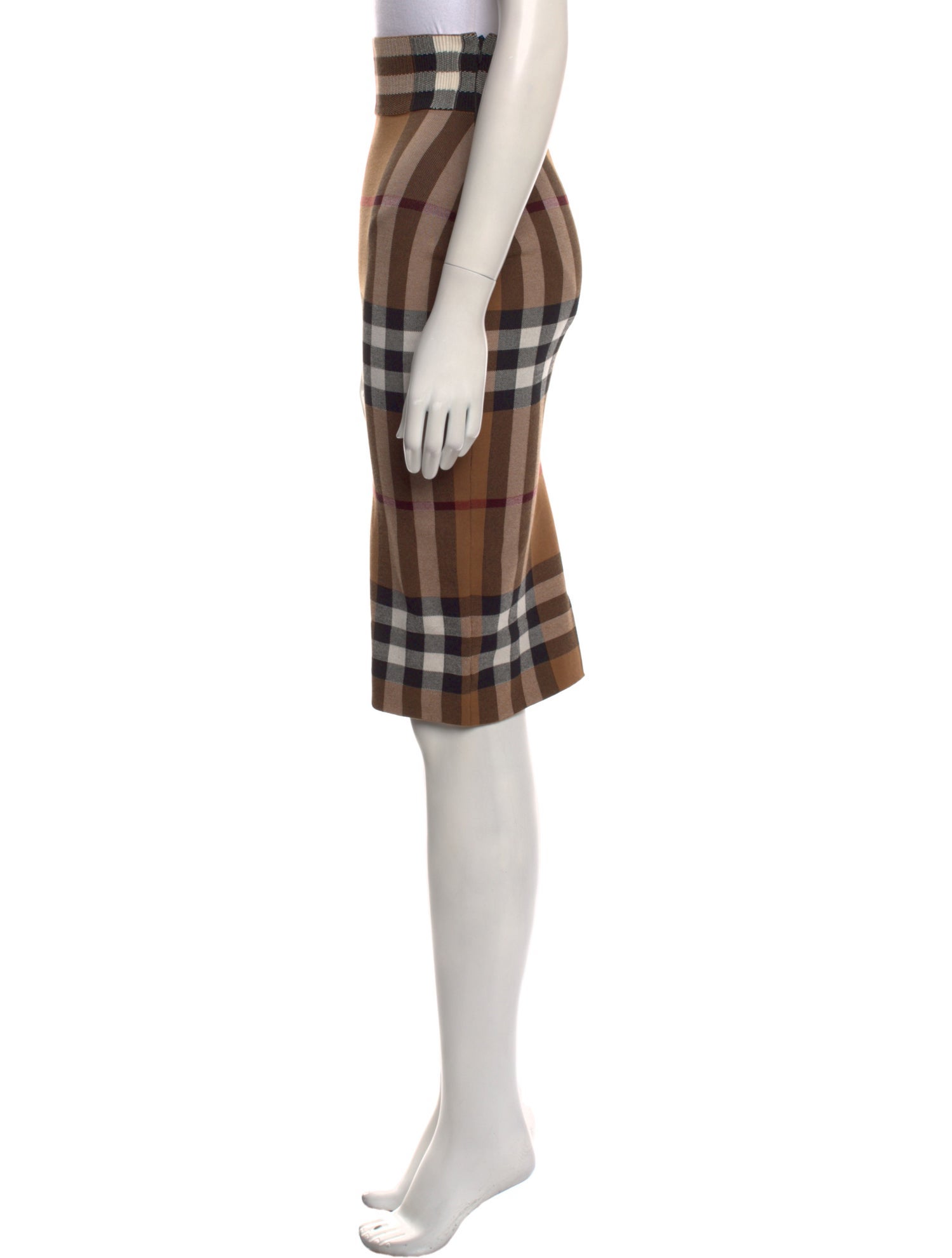 Burberry Plaid Print Knee-Length Skirt