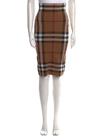 Burberry Plaid Print Knee-Length Skirt