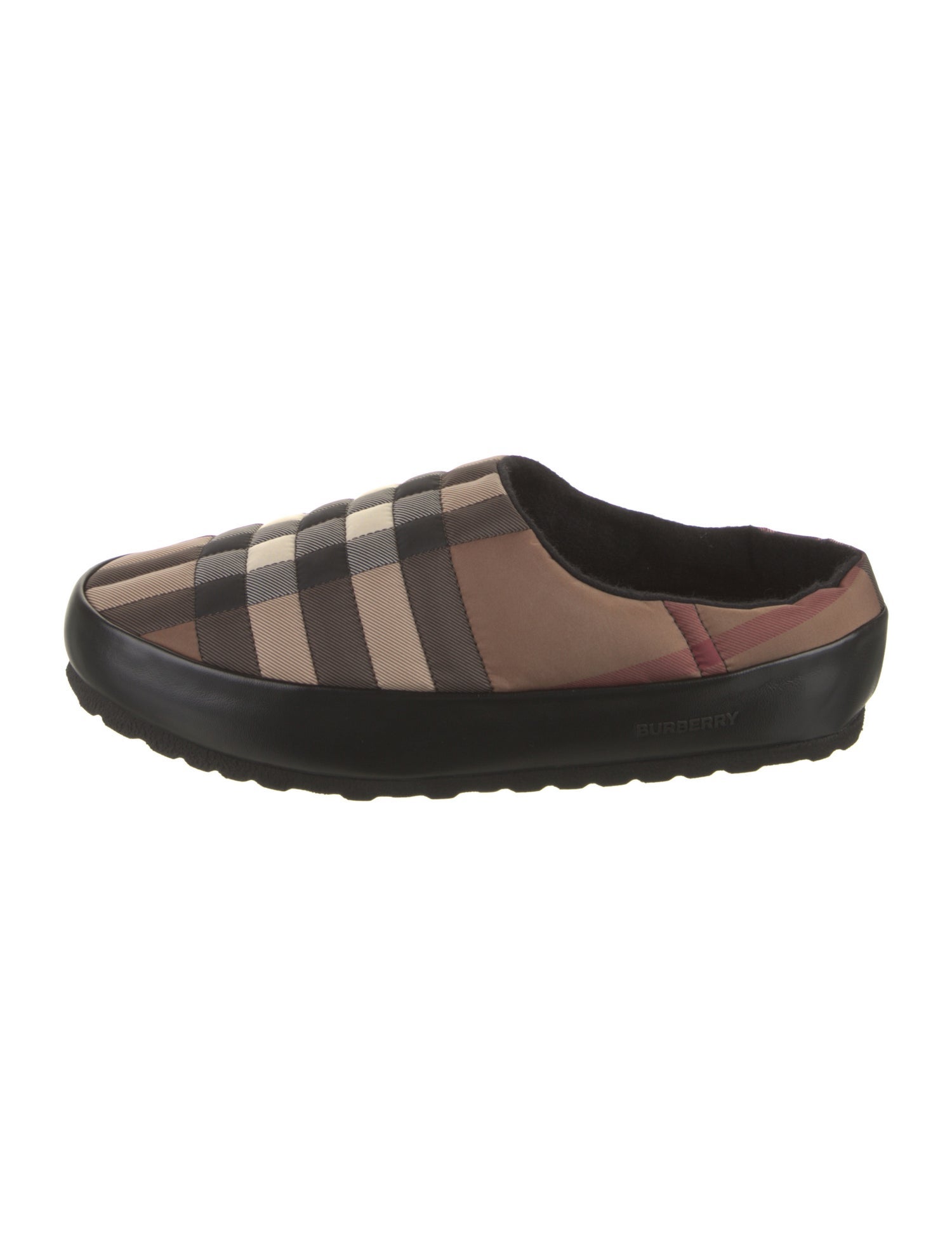 Burberry Nylon Plaid Print Slippers