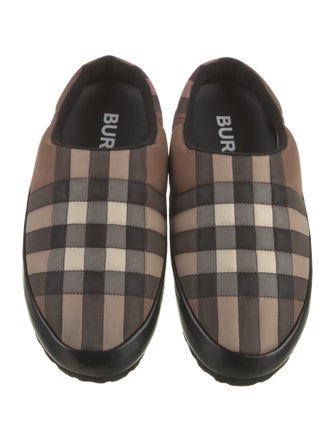Burberry Nylon Plaid Print Slippers