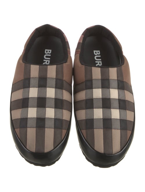 Burberry Nylon Plaid Print Slippers
