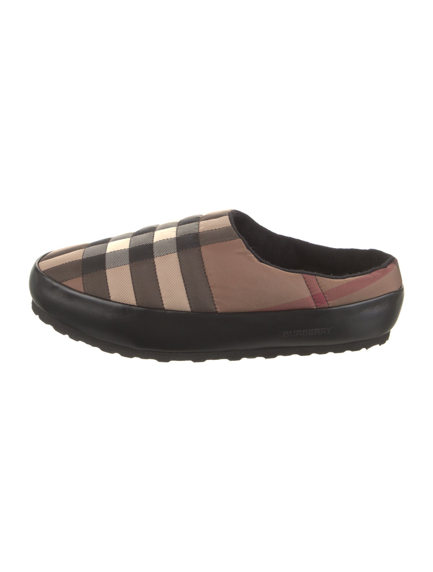Burberry Canvas Plaid Print Slides w/ Tags