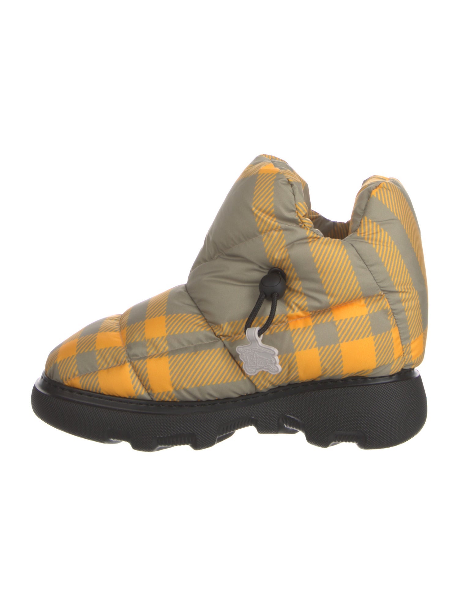 Burberry Nylon Plaid Print Boots