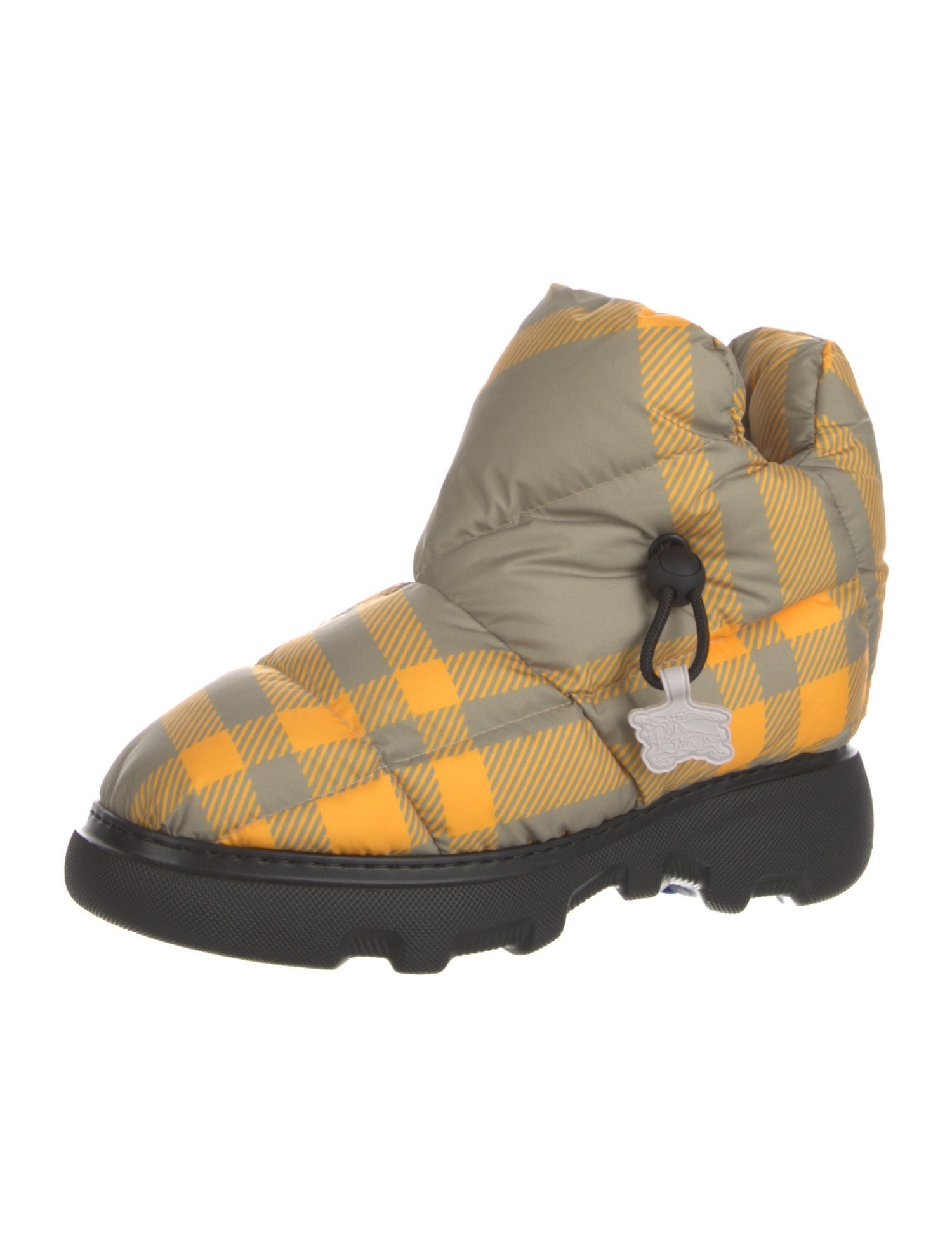 Burberry Nylon Plaid Print Boots
