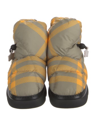 Burberry Nylon Plaid Print Boots