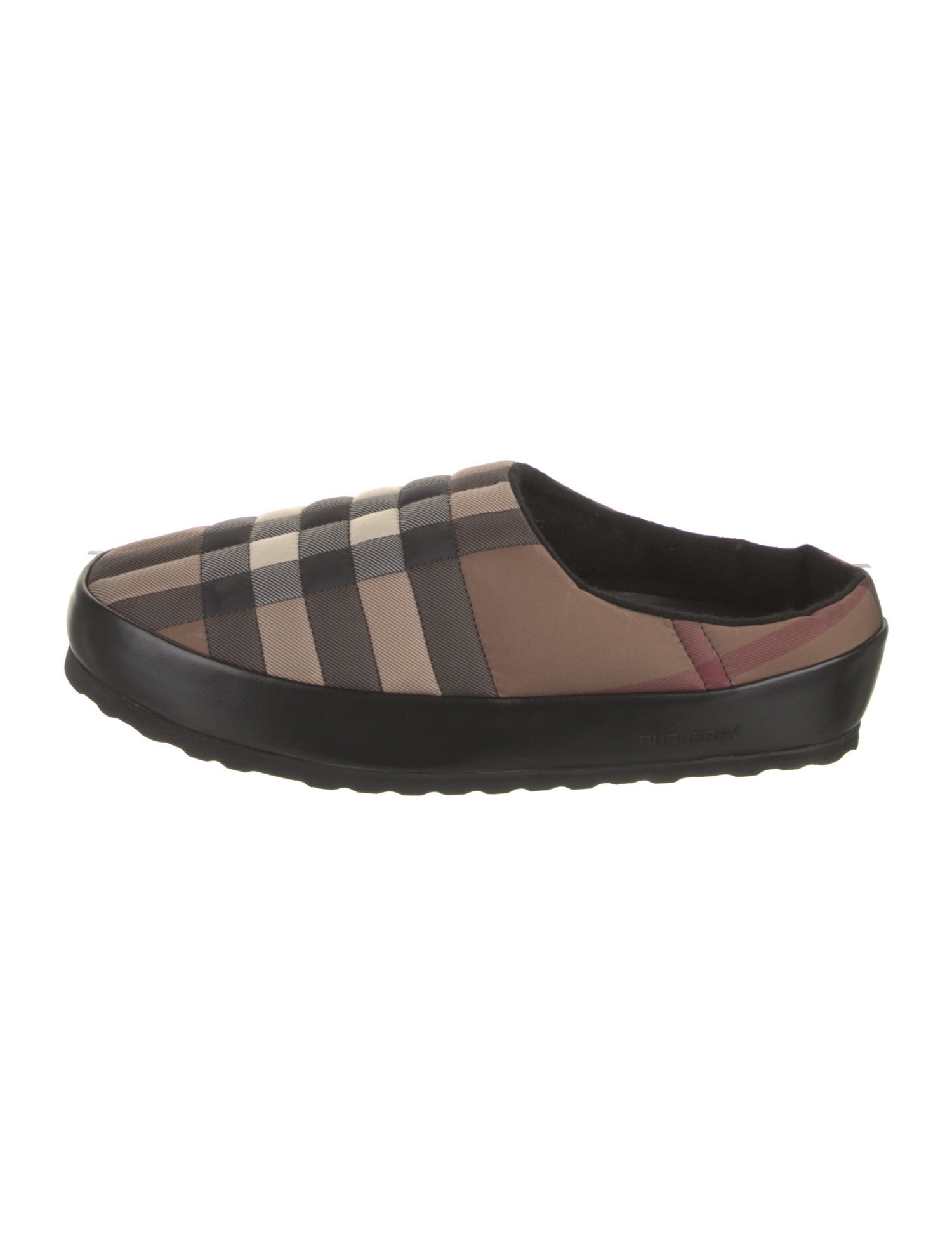Burberry Nylon Plaid Print Slippers