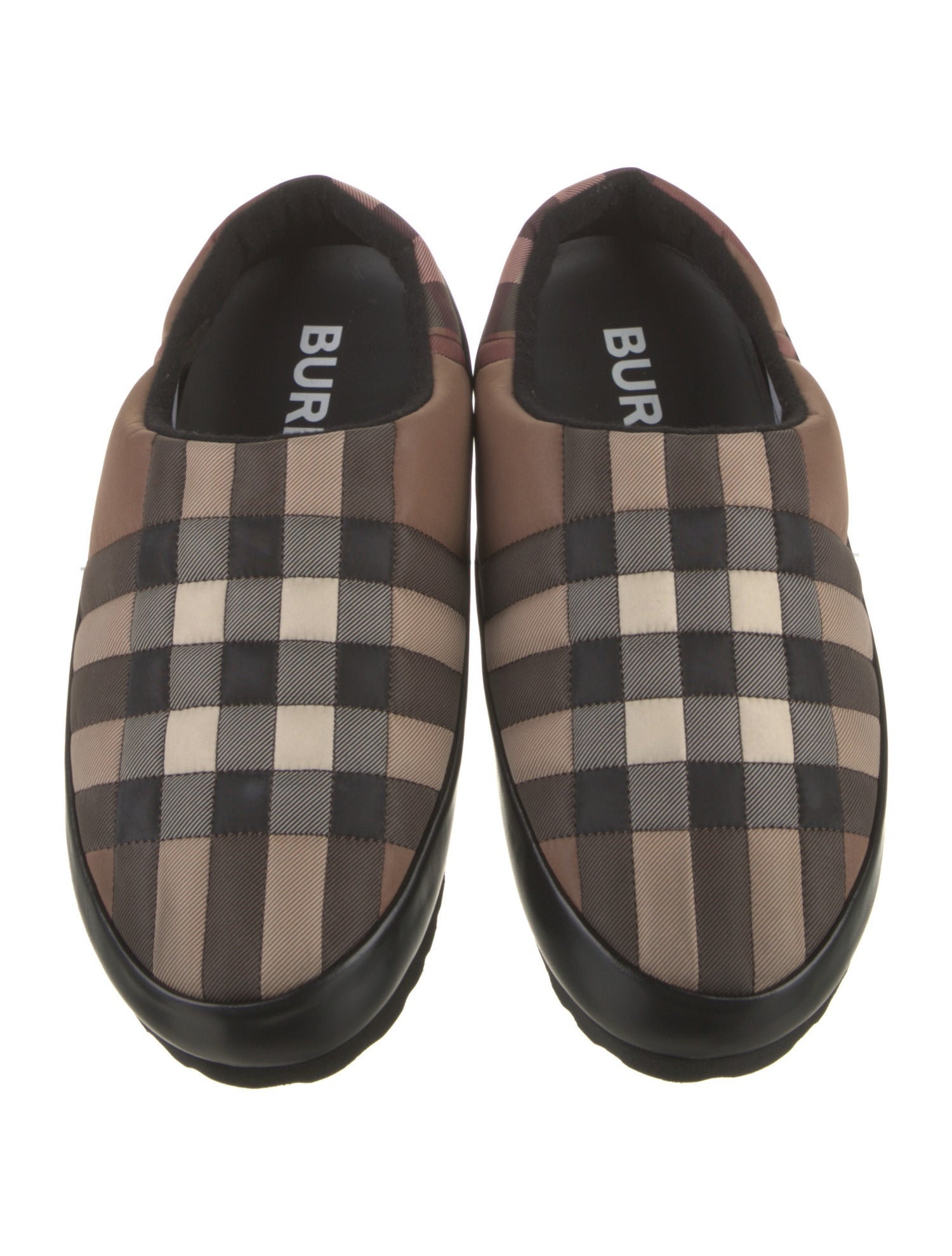 Burberry Nylon Plaid Print Slippers
