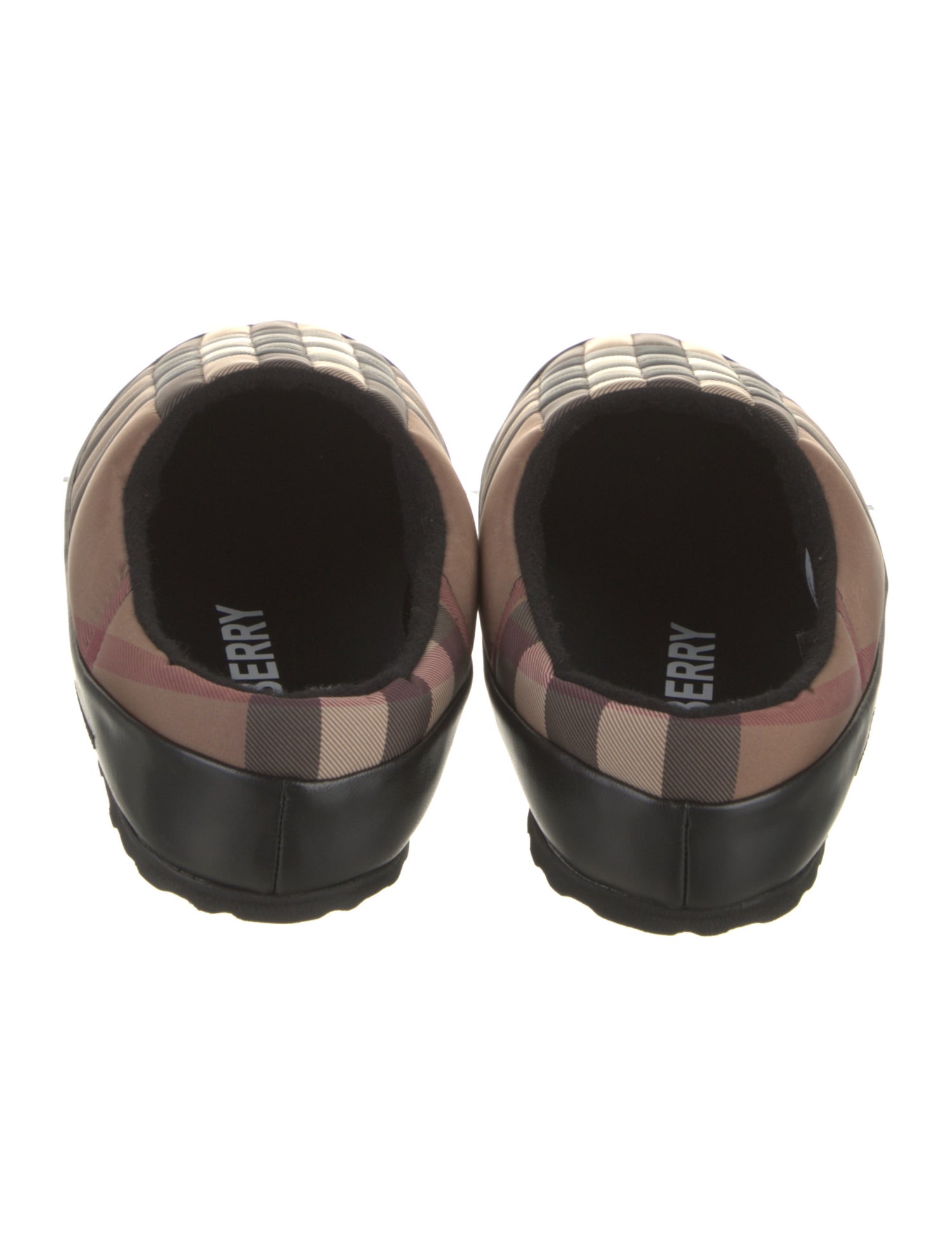 Burberry Nylon Plaid Print Slippers
