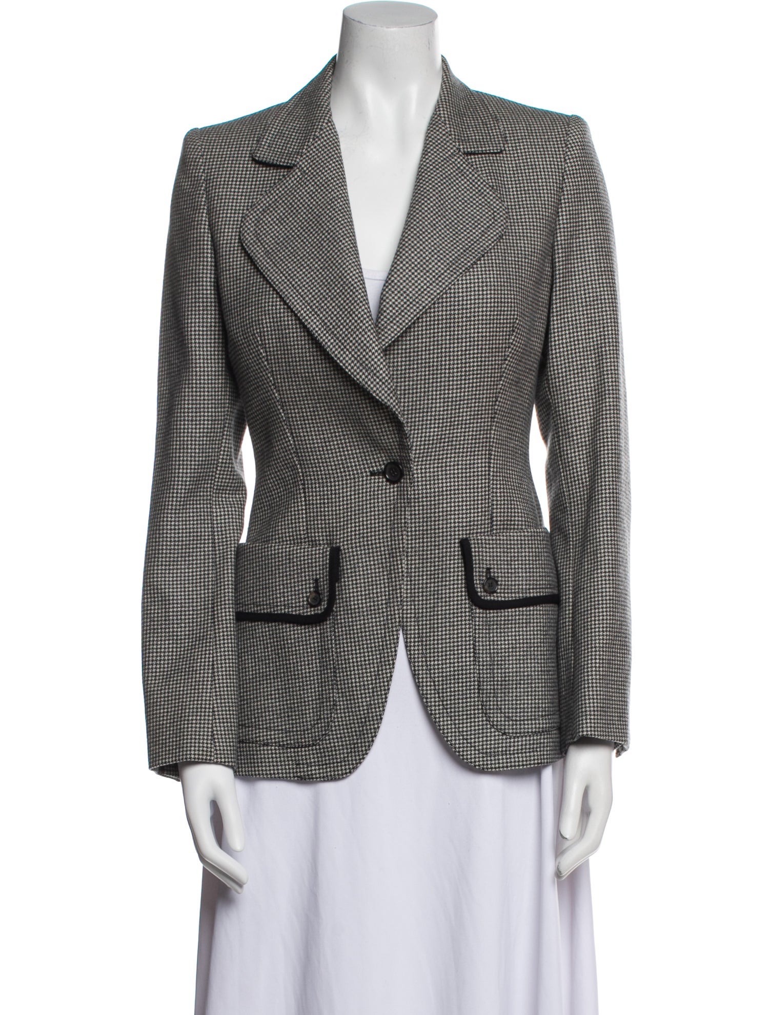 Burberry Wool Houndstooth Print Blazer