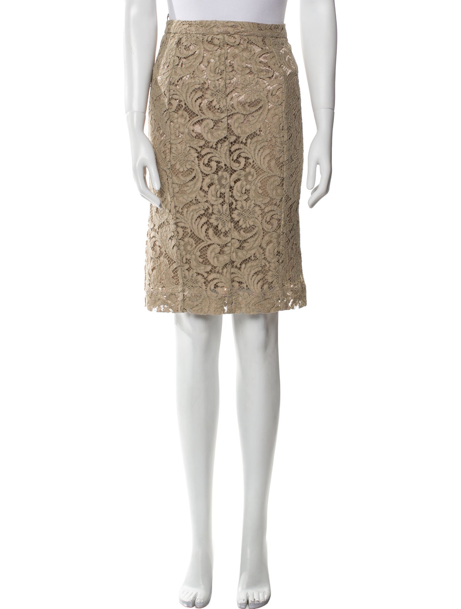 Burberry Lace Pattern Knee-Length Skirt