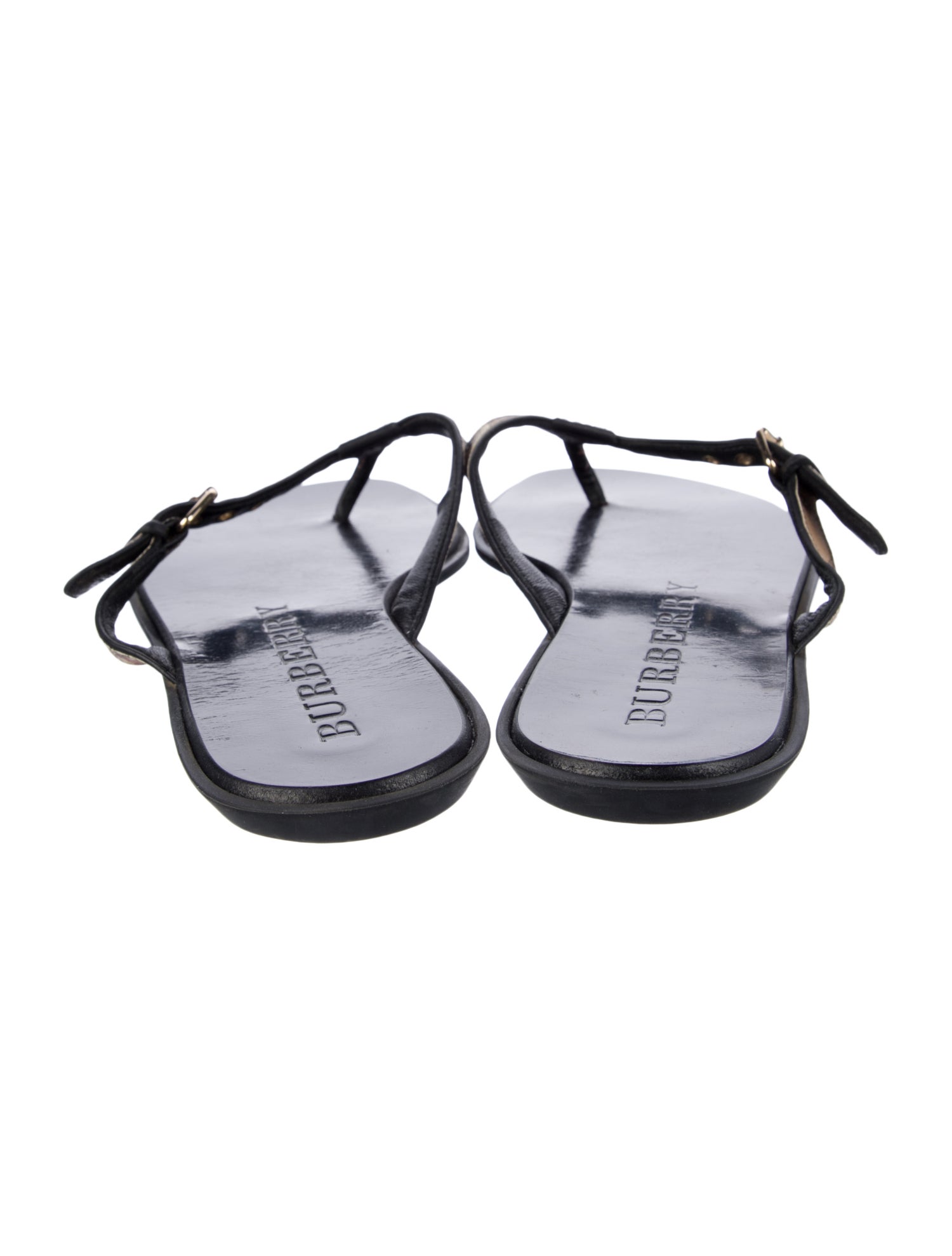 Burberry Nova Check Pattern Leather Flip Flops