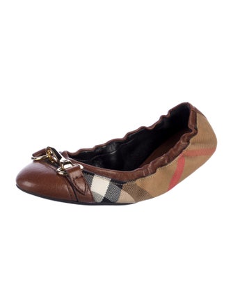 Burberry Nova Check Pattern Canvas Ballet Flats