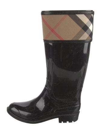 Burberry Rubber Plaid Print Rain Boots