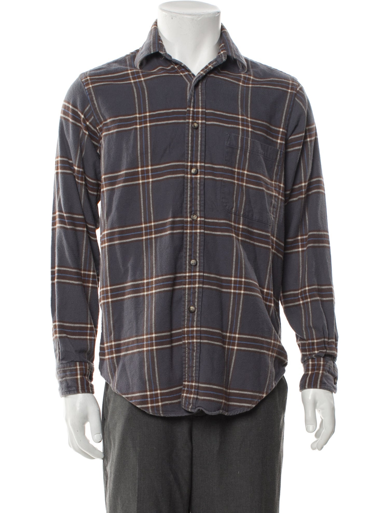Burberry Plaid Print Long Sleeve Shirt