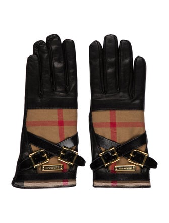 Burberry Leather Canvas Gloves