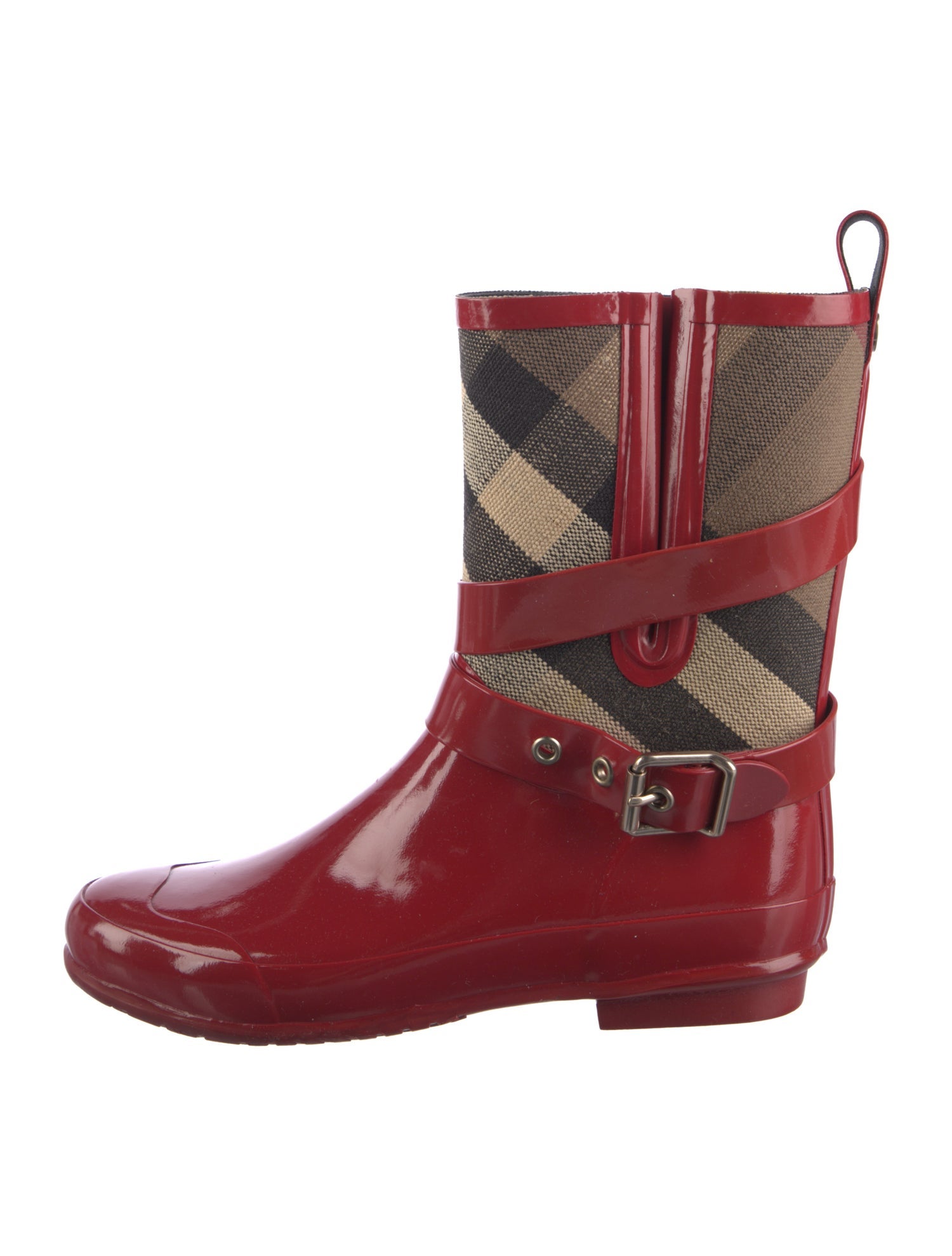 Burberry Nova Check Pattern Rubber Rain Boots