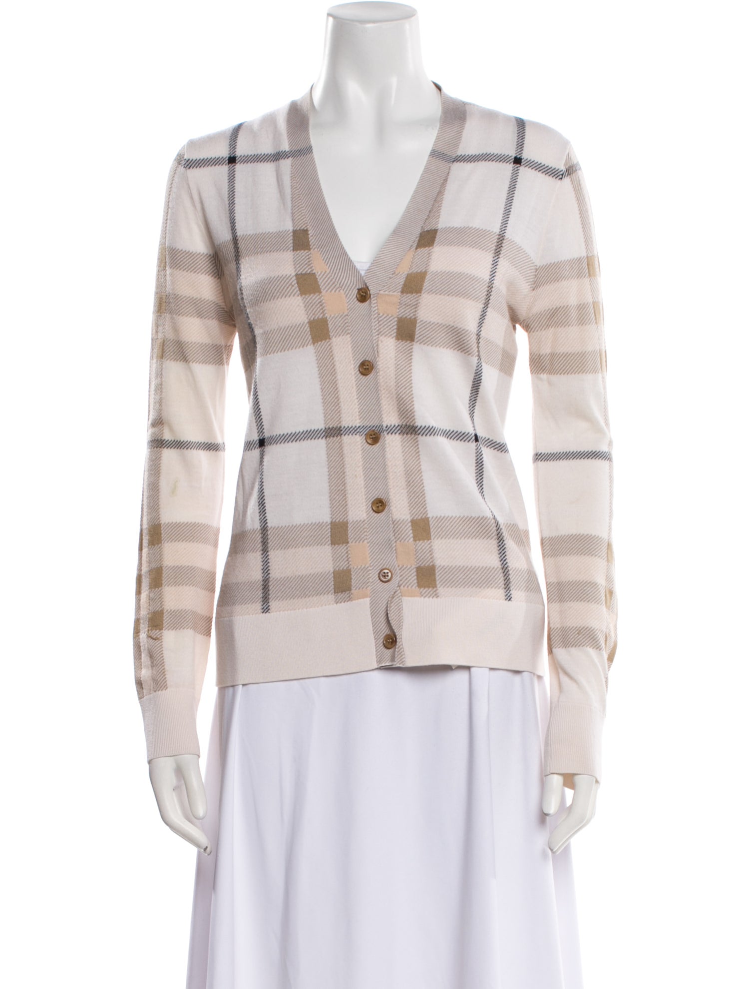 Burberry Wool Plaid Print Sweater