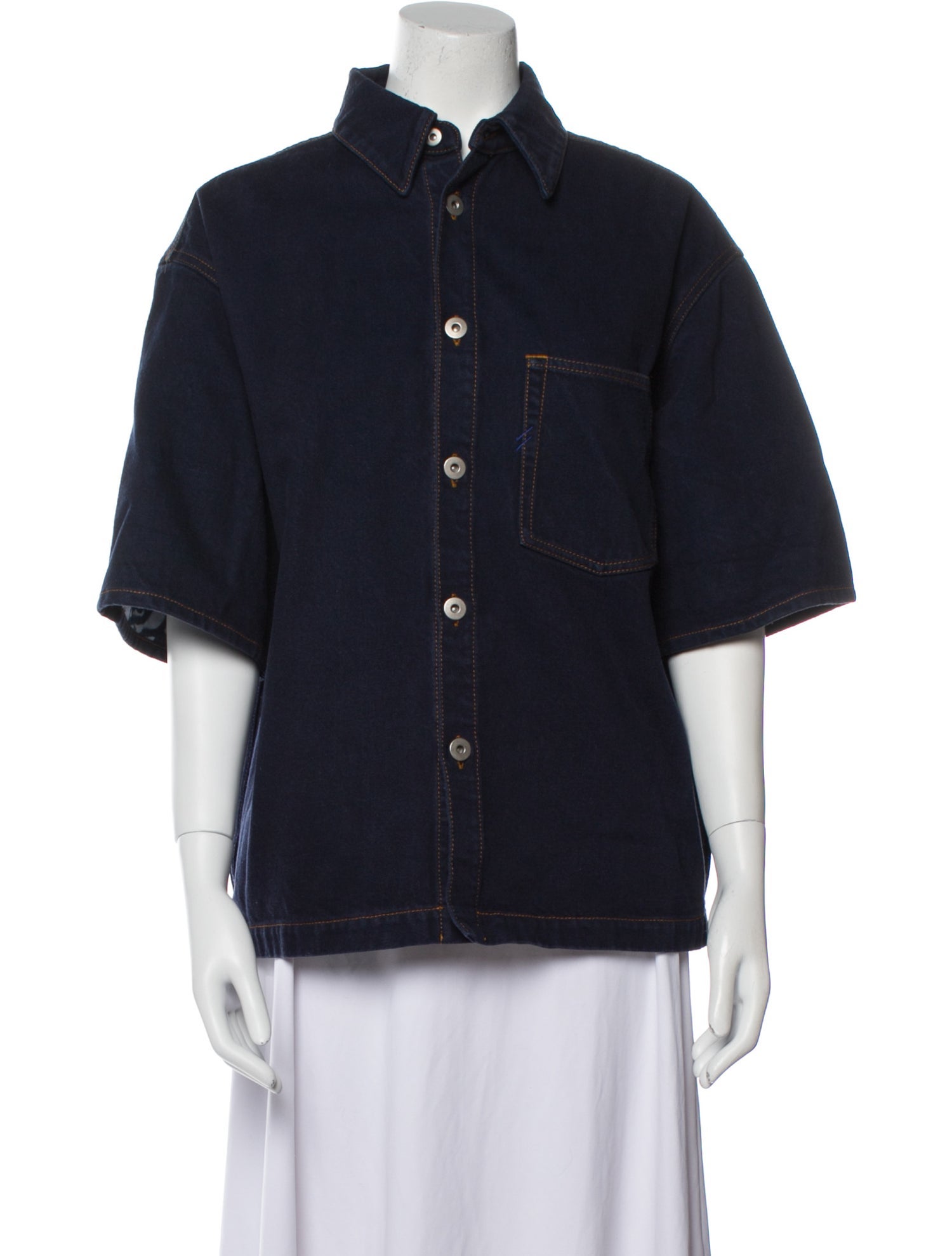 Burberry Three-Quarter Sleeve Button-Up Top