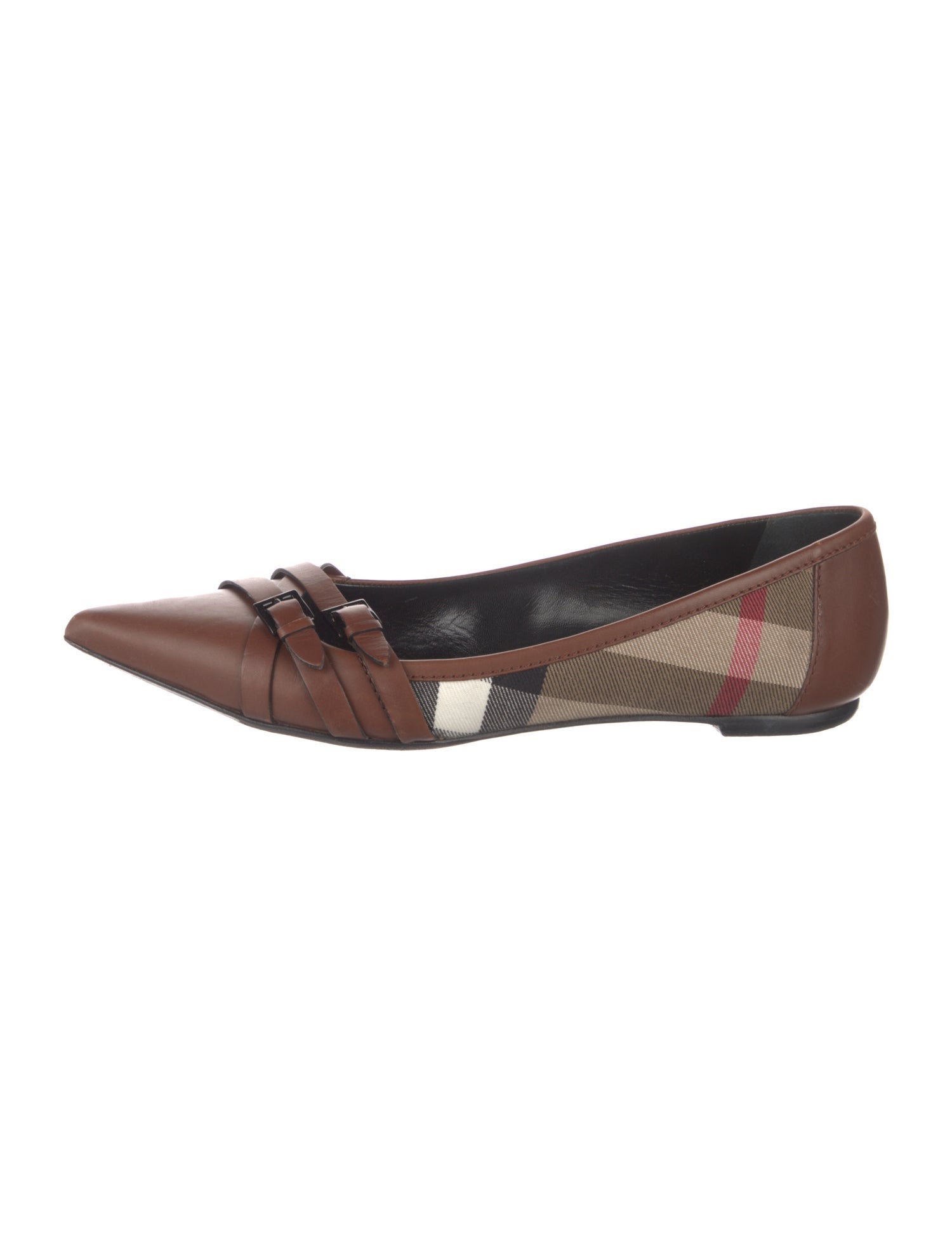 Burberry Nova Check Pattern Leather Ballet Flats
