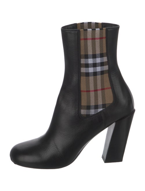 Burberry House Check Pattern Leather Sock Boots