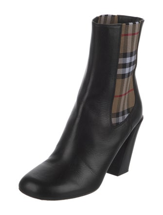 Burberry House Check Pattern Leather Sock Boots