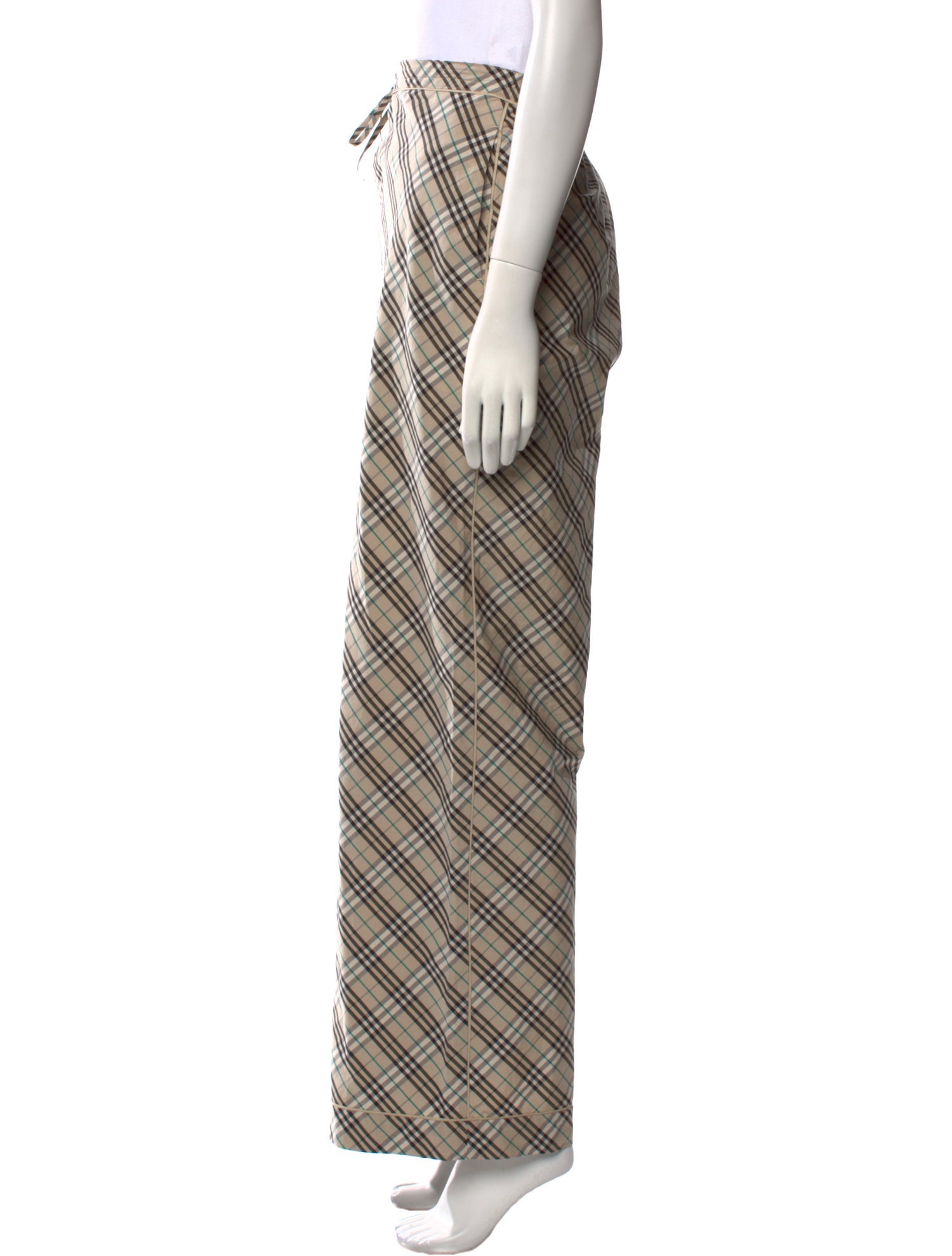 Burberry Plaid Print Wide Leg Pants
