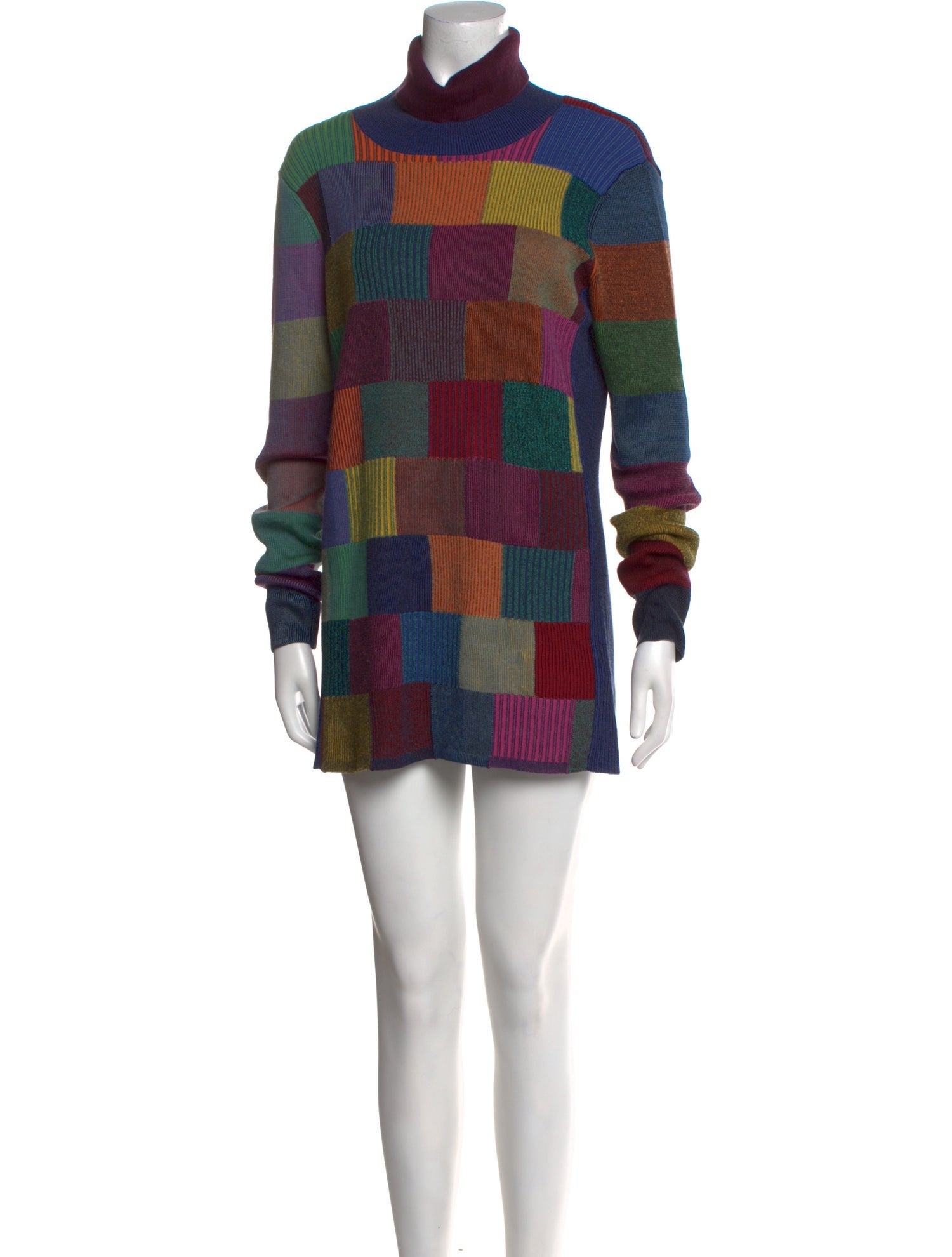 Burberry Plaid Print Turtleneck Sweater