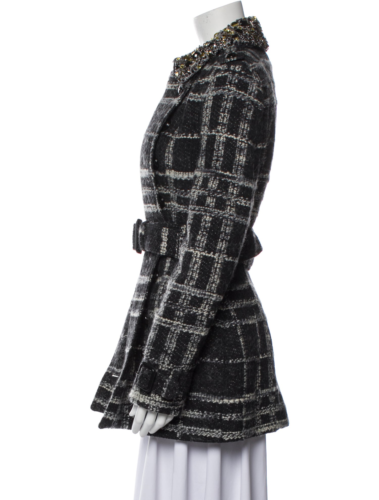 Burberry Wool Plaid Print Coat