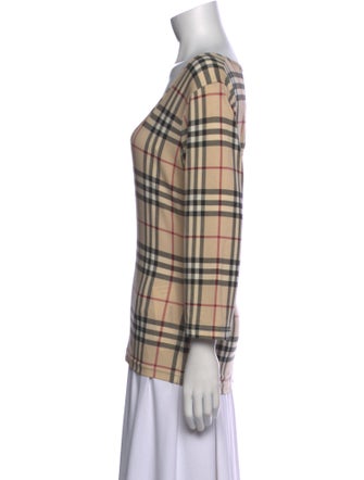 Burberry Plaid Print Scoop Neck Blouse