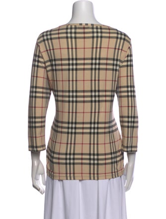 Burberry Plaid Print Scoop Neck Blouse