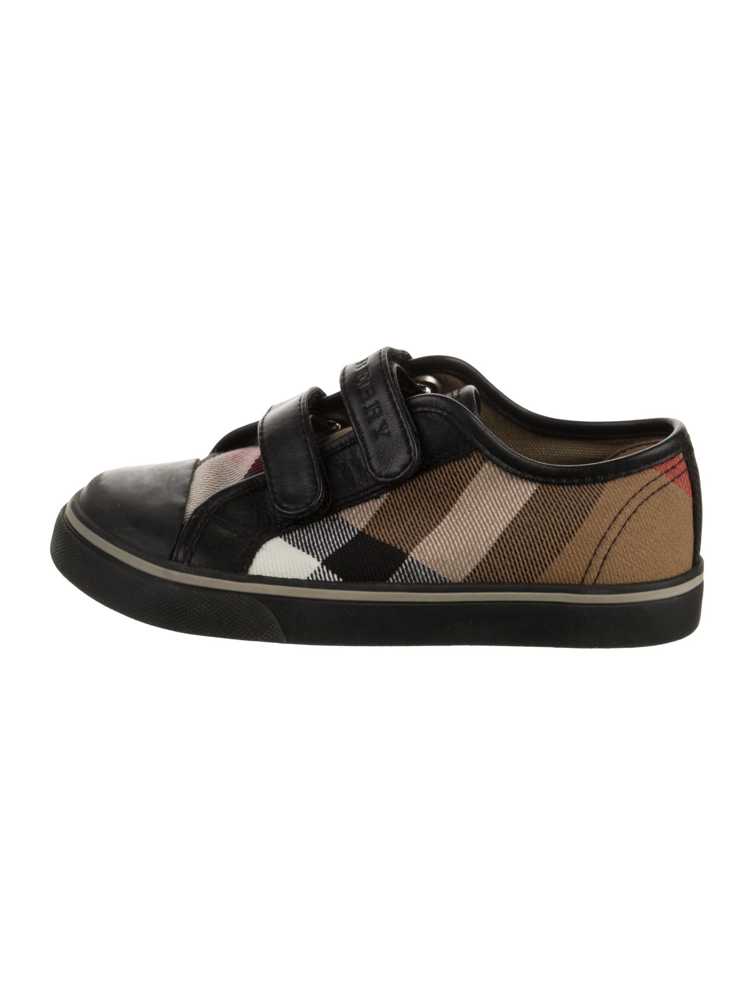 Burberry toddler girls; black multicolored low top sneakers