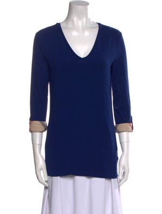 Burberry V-Neck Three-Quarter Sleeve Top